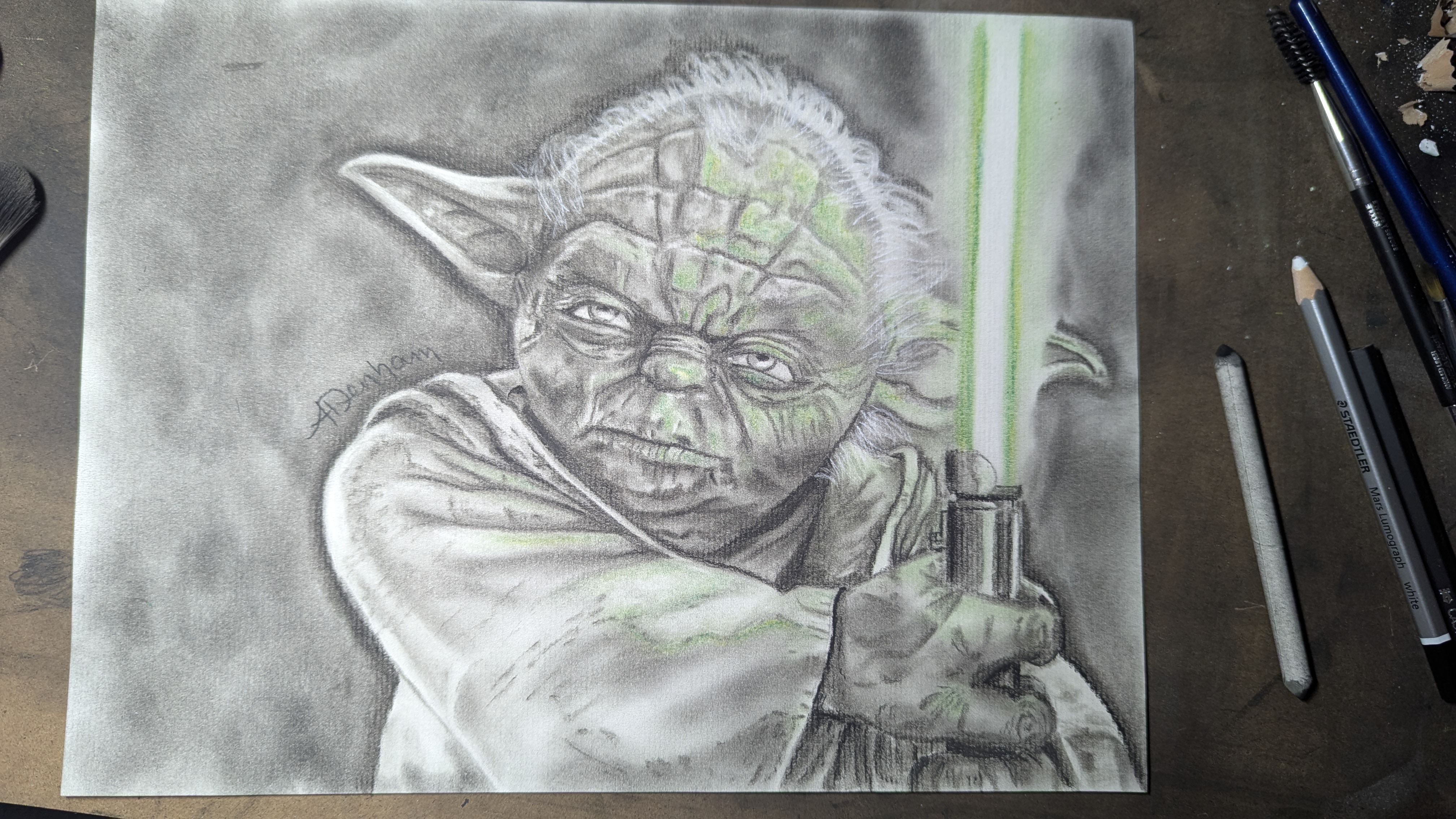 10 hour Yoda charcoal drawing: The process, the tools, the inspiration, and why I almost gave up on art this Christmas